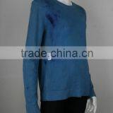 Ladies' Round Neck Long Sleeve Pullover Knitted Sweater With Dirty Wash &hand Spray thumbnail-2