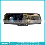 5 inch touch screen Android GPS navigation rear view mirror with 1080P DVR wifi fm transmitter