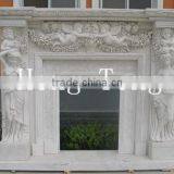 Artificial White Marble Fireplace Surround With Child Statue thumbnail-2