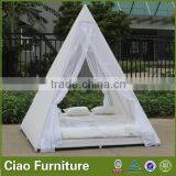 Outdoor Arabian Style Sun Bed Rattan Daybed With Gauze Shade thumbnail-4