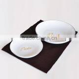 5pcs Ceramic Pasta Bowl Set With Gold Line thumbnail-1