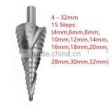 Spiral Flute Titanium Coated Hss Step Drill Bit Hole Cutter Core Hex Shank thumbnail-2