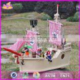 2017 New Design Funny Children Wooden Pirate Ship Toy for Sale W03B061 thumbnail-2