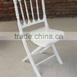 White Wood Banquet Folding Napoleon Chair thumbnail-1