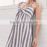 Latest Fashion Party Wear Tie Front Striped Mini Dress For Girls Names With Pictures HSd5081 thumbnail-2