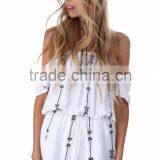Latest Design Embroidery Romper off Shoulder Trendy Lady Romper thumbnail-3