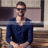 Latest High Quality Long Sleeve Bulk V-neck T-shirt for Man thumbnail-2