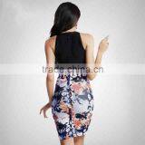 High Quality New 2 Piece Flower Print Bandage Dress Sexy Bodycon Party Party Dress thumbnail-2
