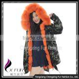 CX-G-P-03B Women Fashion Fur Jacket With Fur Inside Fur Collar Parka thumbnail-2