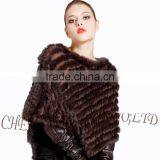 CX-B-13J Rabbit Fur Women Knitted Sweater Poncho Shawl thumbnail-4