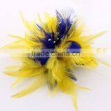 Real Dyed Feather Brooch Pin,Small Feather Biot Brooch/Hat Pin,Stylish Fashion Hair Jewelry thumbnail-5