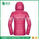 Morden Style Pink Women Ultra Light Down Jacket With Detachable Hood thumbnail-3