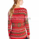 Women Red Sweater Candle Pattern Christmas Sweaters Ladies thumbnail-2