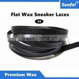 2017 Wide Flat Waxed Shoelaces - Black Wax Cotton Shoelaces - Custom Wax Sneaker Shoelaces - Amazon Supplier thumbnail-1