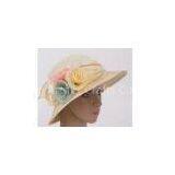 White 8cm Short Brim Womens Church Hats , 57cm Flower Fascinators Hat For Ladies thumbnail-1