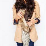 Women New Patchwork Design Faux Fur Slot Through Scarf Fluffy Women Stole