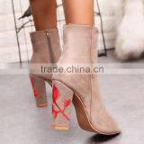 B22582A Europe autumn/winter Plus size shoes Fashion Side zipper embroidered short boots Ankle boots