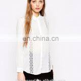 Latest Fashion Blouse Design Woven Fabric Long Sleeve Lady White Lace Blouse thumbnail-2