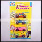 3D car model erasers with moveable wheels