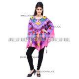 Indian Embroidery Poncho Pink Kaftan Women Cotton Dress Ethnic Throw Plus Size Handmade New