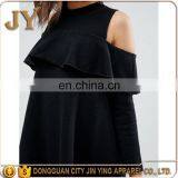 OEM Service Girl Cold Shoulder Long Sleeve Sweet Dress With Ruffle in Black JYA026 thumbnail-3