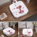 Bathroom High Quality Chinese Style Colorful Ceramic Hand Paintting Art Square Wash Hand Basin Sink From China