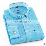 OEM Wholesale Mens Long Sleeve Plus Size Heather Colors Linen Casual Shirts thumbnail-3