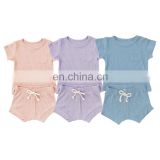 Short Sleeve Baby Sports Pajamas Suits Solid Color Short Pajamas Suits