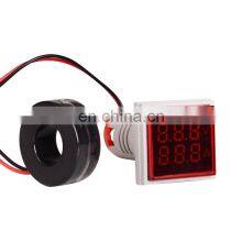 Квадратный светодиодный цифровой вольтметр, амперметр, сигнальные лампы, комбинированный измеритель напряжения и тока, индикатор, тестер для измерения переменного тока 60-500В 0-100А