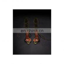 Women Shoes New Design Attractive Green Color Lace up High Heel Women's Sandals thumbnail-4