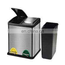 Two and Three Compartments Indoor Kitchen Recycling Pedal Bin Household Recycling Bin Stainless Steel Recycle Bin thumbnail-3