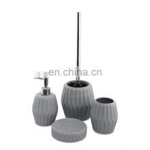 Six Pcs Waste Bin Tissue Box Vanity Ceramic Tabletop Accessories Bathroom Set thumbnail-2