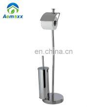 Stainless Steel Free Standing Toilet Brush With Paper Roll Holder thumbnail-5