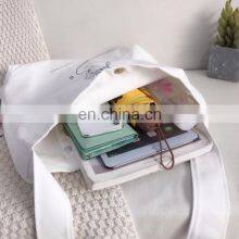 New Arrivals Eco-Friendly White Big Jute Waxed Leather Handle Shoulder Blank Cotton Tote Canvas Bags With Custom Printed Logo thumbnail-3