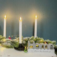 Remote Control White Spiral Twisted Led Flameless Taper Candles With Wax thumbnail-5
