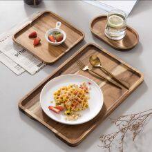 Wooden Tray Breakfast Tray Snack Fruit and Dried Fruit Tray Acacia Wood Dessert Tray thumbnail-4