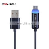 colored micro usb serial cable with led light