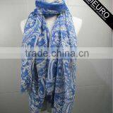 Paisley Print Scarf Polyester Voile for Women Navy Color AZO Free BSCI AND SEDEX Audited