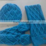 Fashion Knitting Women's Acrylic Winter Hat Scarf Glove Set