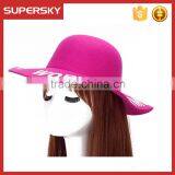 K-109 Girl Vintage Homburg Women Decorate Fedora Jazz Hats Flat Wide Brim Fedora Felt Hat thumbnail-2