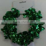 HOT SALE! 9 Feet Christmas Green Metallic PVC Holly Leaf Wired Tinsel Garland