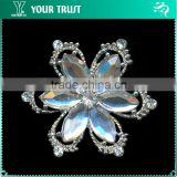 Flower Crystal Rhinesone Silver Metal Pin Fashion Decorative Brooches