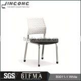 White Stackable Plastic Chair Without Armrest Chromed Frame Office Chair thumbnail-1
