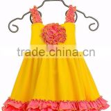 2016 pretty yellow flower dress top ruffle shorts hot sale girls summer clothes