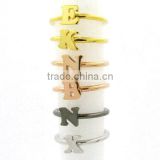 Wholesale Stainless steel charm ring,Letters ring,Gold plated letters ring