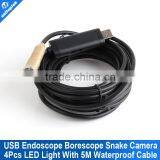 5m Waterproof USB Tube Wired Drain Inspection Camera Snake Camera Waterproof Wire Endoscope 4 White LEDs thumbnail-1