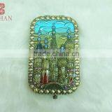 Metal Souvenir Brass Castle Rhinestone Mirror/antique Castle Makeup Mirror thumbnail-1
