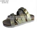 2016 Women Cork Slipper New Design Golden Luster With Hasps Cheap Fashion Cork Slipper