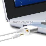 Great for Gifts! External USB Audio Adapter Sound Card With Stereo Headphone/Speaker and Mono Microphone Jacks(Aluminum Casing)