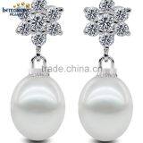 2016 Fashion 7.5-8.5mm White Cheap Drop Freshwater Jewel Women Pearl Earring 925 thumbnail-1